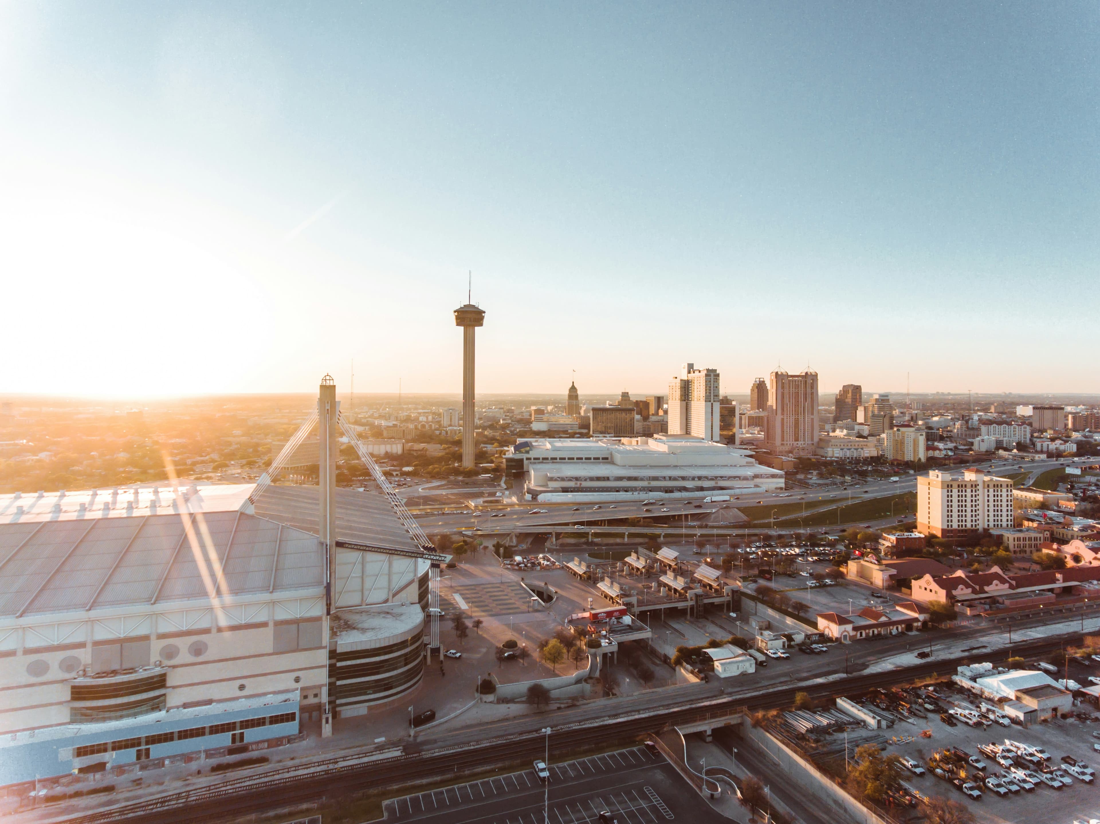 San Antonio skyline in warm evening light